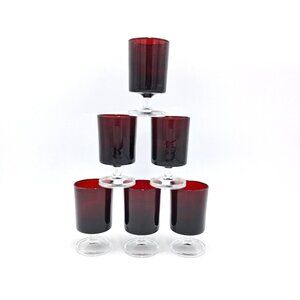 Luminarc France Ruby Red Crystal Stem Goblets J.G. Durand Arcoroc 4 oz Set of 6
